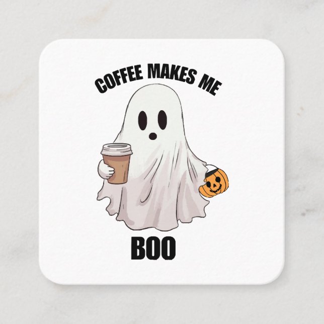 Ghost Coffee Halloween Funny Fyrkantigt Visitkort (Framsida)
