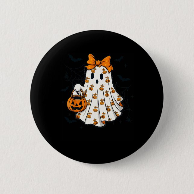 Ghost Coquette Spooky Halloween Pumpkin Treat elle Knapp (Framsida)