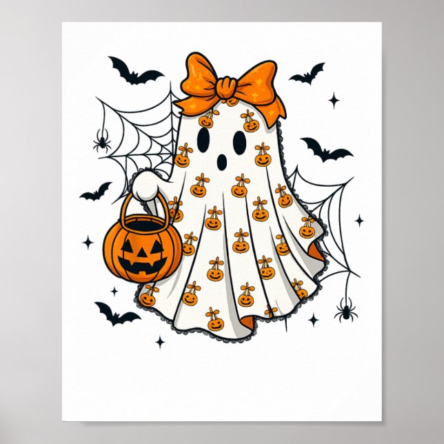 Ghost Coquette Spooky Halloween Pumpkin Treat elle Poster (Framsidan)