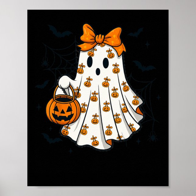 Ghost Coquette Spooky Halloween Pumpkin Treat elle Poster (Framsidan)