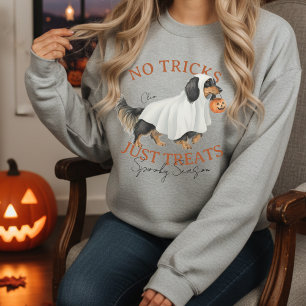 Ghost Costume Hund Dachshund Spooky Season Lång Ärmad Tröja