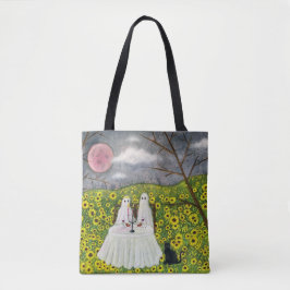 Ghost Couple och Flowers Whimsical Art Tygkasse