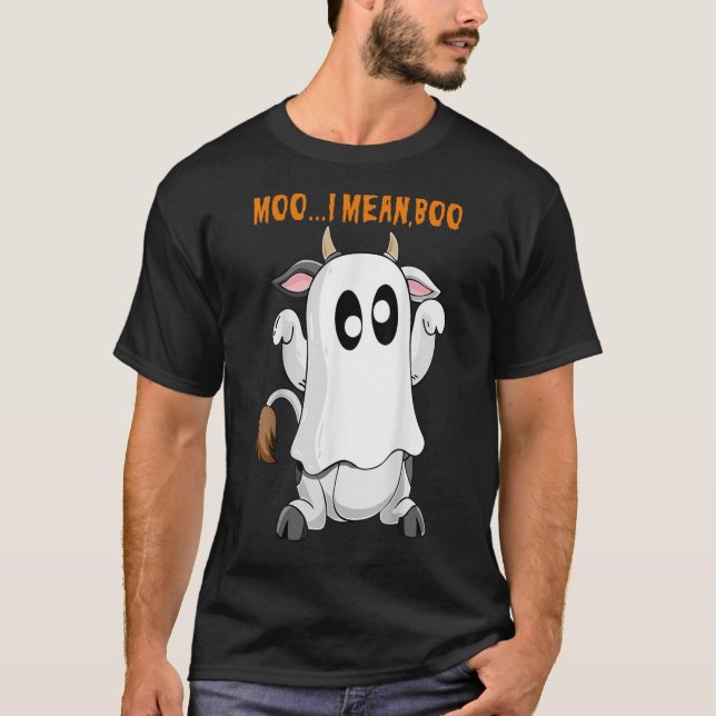 Ghost Cow Farm Moo I Elak Boo Måne Cosplay Hallowe T Shirt (Framsida)