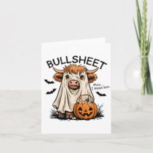 Ghost Cow Funny Halloween Spooky Moo Animal Costum Kort