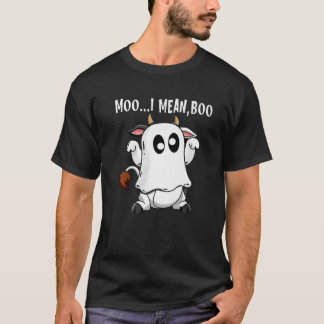 Ghost Cow Moo I Elak Boo Funny Pumpkin Farmer Hall T Shirt