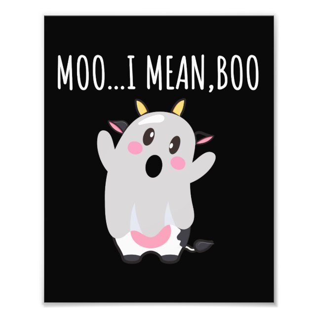 Ghost Cow Moo I Elak Boo Halloween Gift Fototryck (Framsidan)