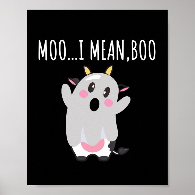 Ghost Cow Moo I Elak Boo Halloween Gift Poster (Framsidan)