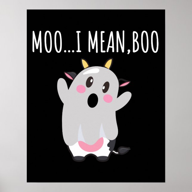 Ghost Cow Moo I Elak Boo Halloween Gift Poster (Framsidan)
