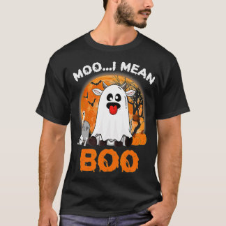 Ghost Cow Moo I Elak Boo Pumpkin Måne Halloween Fa T Shirt