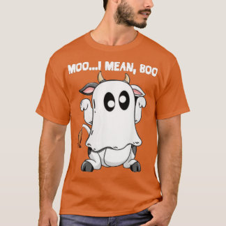 Ghost Cow Moo I Elak Boo Pumpkin Måne Halloween T Shirt