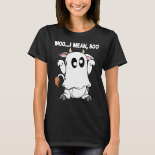Ghost Cow Moo I Elak Boo Pumpkin Måne Halloween T Shirt