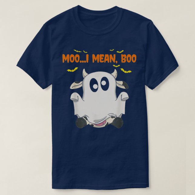 Ghost Cow Moo I Elak Boo Spooky Pumpkin Funny Hall T Shirt (Design framsida)