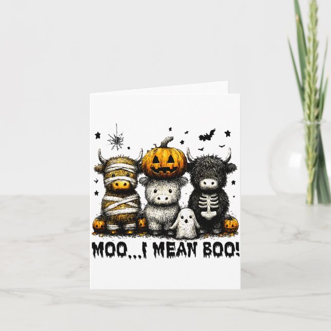 Ghost Cow Moo I Mean Boo Halloween Outfit Funny Co Kort (Framsida)