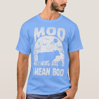 Ghost Cow Moo I Mean Boo Pumpkin Moon Halloween fo T Shirt