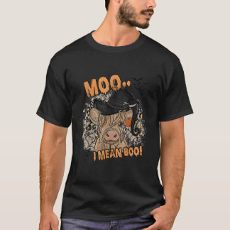 Ghost Cow Moo I Mean Boo Pumpkin Moon Halloween T Shirt