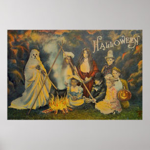 Ghost Cowboy Costume Jack o lantern Pumpkin Poster