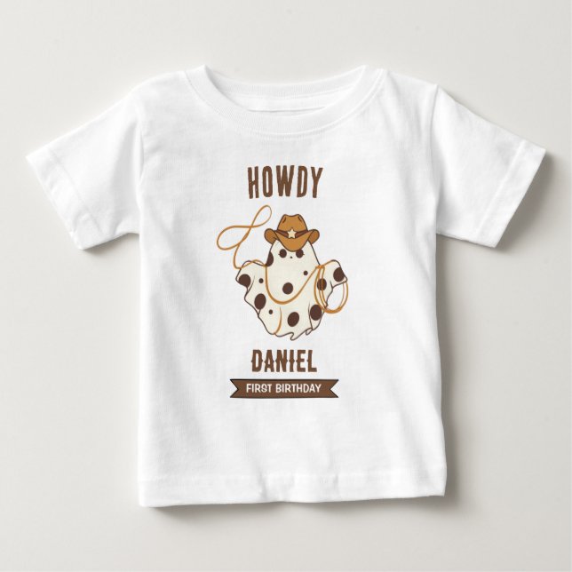 Ghost Cowboy First Birthday T Shirt (Framsida)