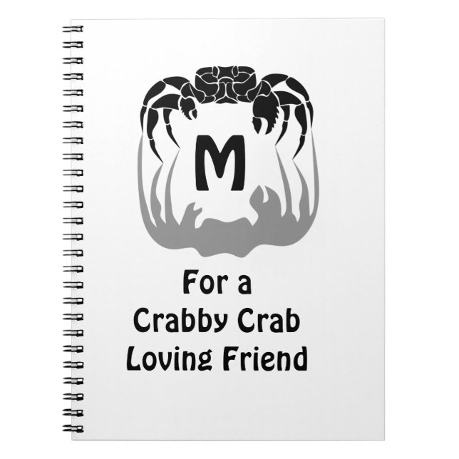 Ghost Crab Silhouette Casting a Shadow Monogram Anteckningsbok (Framsidan)