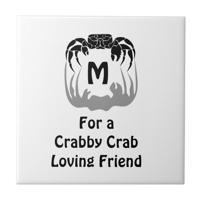 Ghost Crab Silhouette Casting a Shadow Monogram Kakelplatta (Framsidan)