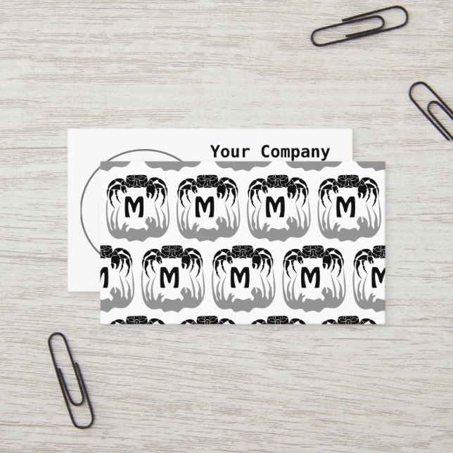 Ghost Crab Silhouette Casting a Shadow Monogram Visitkort (Fram/Back In Situ)