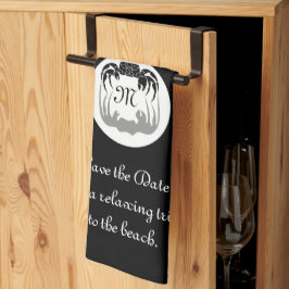 Ghost Crab Silhouette och Shadow Monogram Photo Kökshandduk