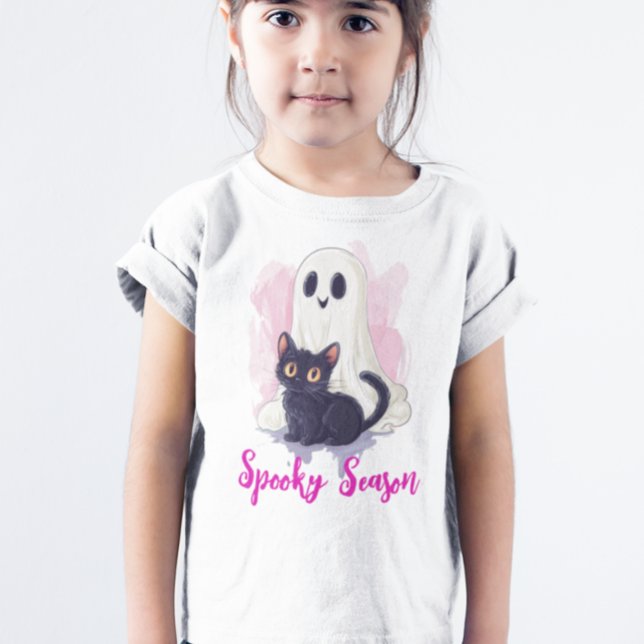 Ghost Cute Black Cat Pink Spooky Season T Shirt (Skapare uppladdad)