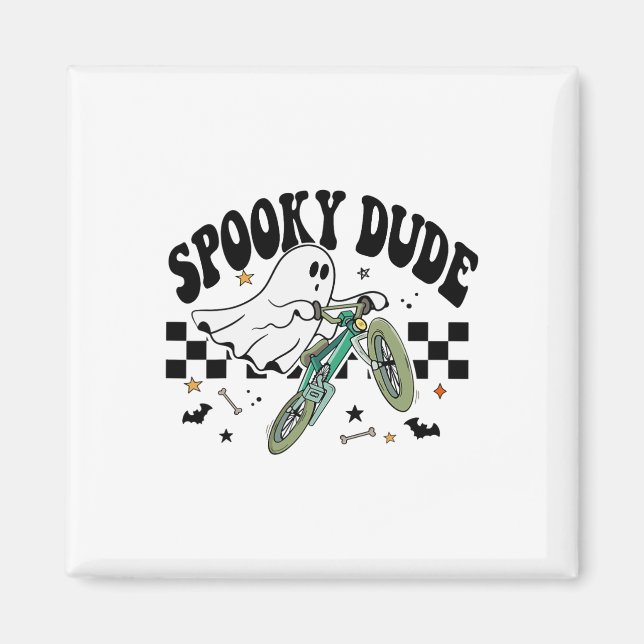 Ghost Cycling Bicycle Bike Retro Halloween fest C Magnet (Framsidan)