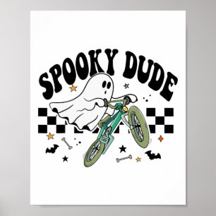 Ghost Cycling Bicycle Bike Retro Halloween fest C Poster