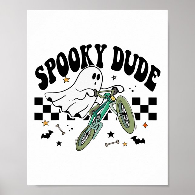 Ghost Cycling Bicycle Bike Retro Halloween fest C Poster (Framsidan)