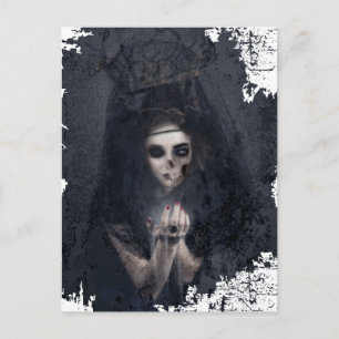 Ghost Dam Haunting Skull Skeleton Vykort