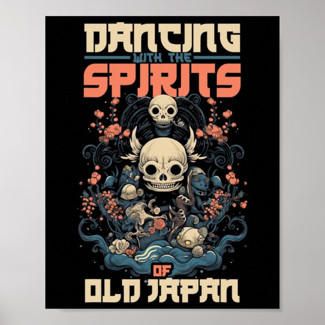 Ghost Demon Dancing with Spirit of Old Japan Yokai Poster (Framsidan)