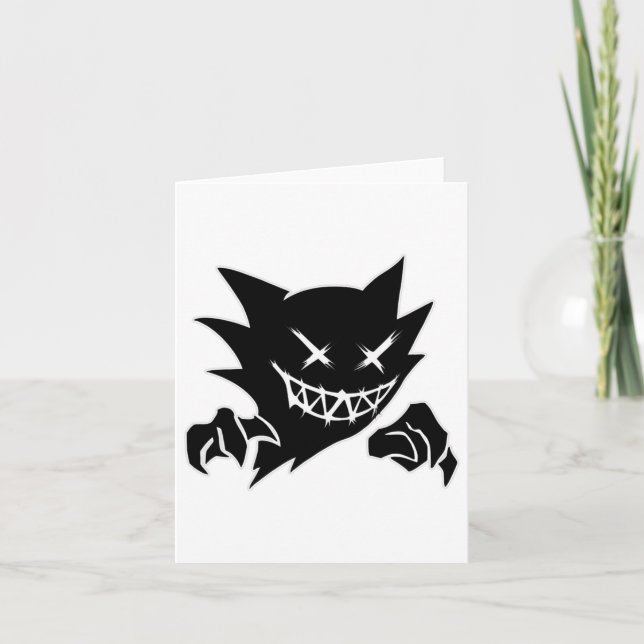 Ghost Demon Sketchy Blackwork Tattoo Flash Kort (Framsida)