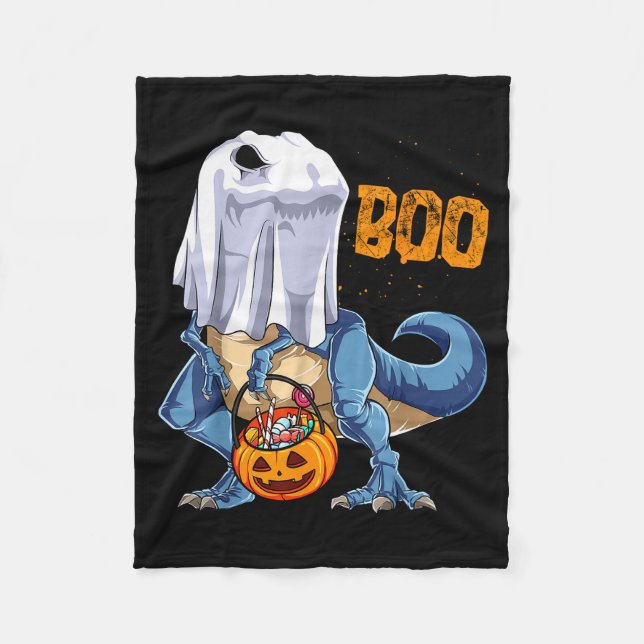 Ghost Dinosaur T Rex Funny Boo Halloween Boys Men  Fleecefilt (Framsidan)