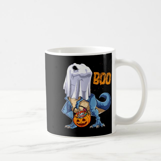 Ghost Dinosaur T Rex Funny Boo Halloween Boys Men  Kaffemugg (Höger)