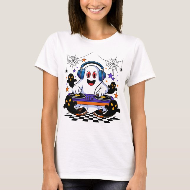 Ghost DJ Halloween fest Design T Shirt (Framsida)