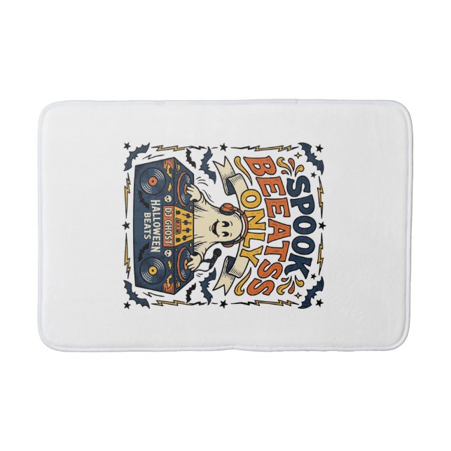 Ghost DJ Spooky Beats Vintage Gravyr Halloween  Badrumsmatta (Framsidan)
