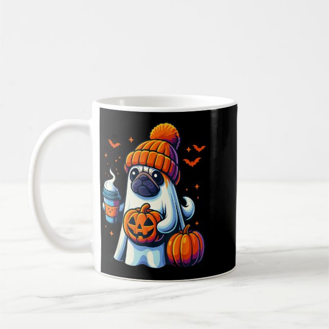 Ghost Dog Pumpadrinker Beanie Höst Halloween Kaffemugg (Vänster)