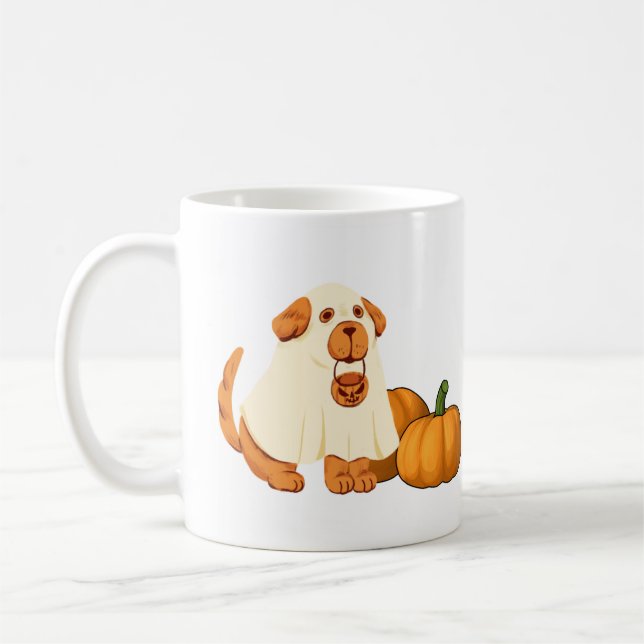 Ghost doggy med pumpor kaffemugg (Vänster)