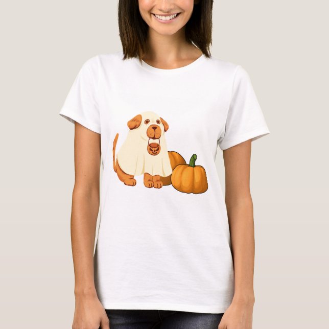 Ghost doggy med pumpor t shirt (Framsida)