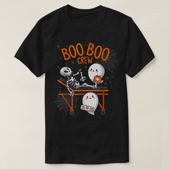 Ghost Doktor Sjukvårdare EMT Nurse Halloween Boo B T Shirt (Design framsida)