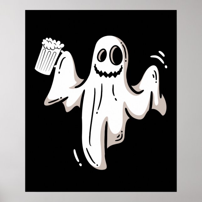 Ghost Drink Beer Funny Halloween Poster (Framsidan)