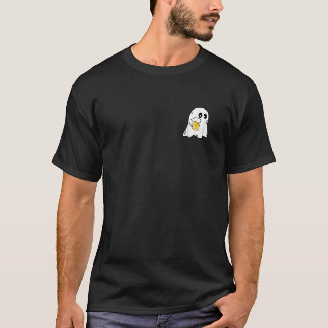 Ghost Drinking Beer Funny Halloween Costume Beer L T Shirt (Framsida)