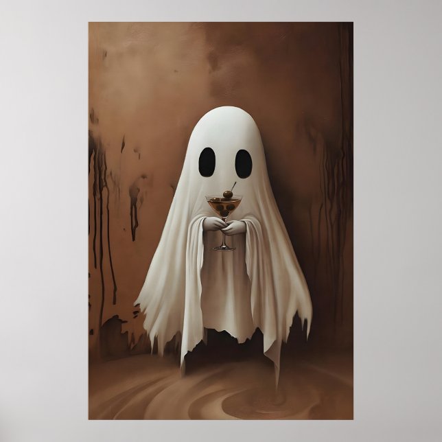 Ghost Drinking Cocktail Dirty Martini Olives Poster (Framsidan)