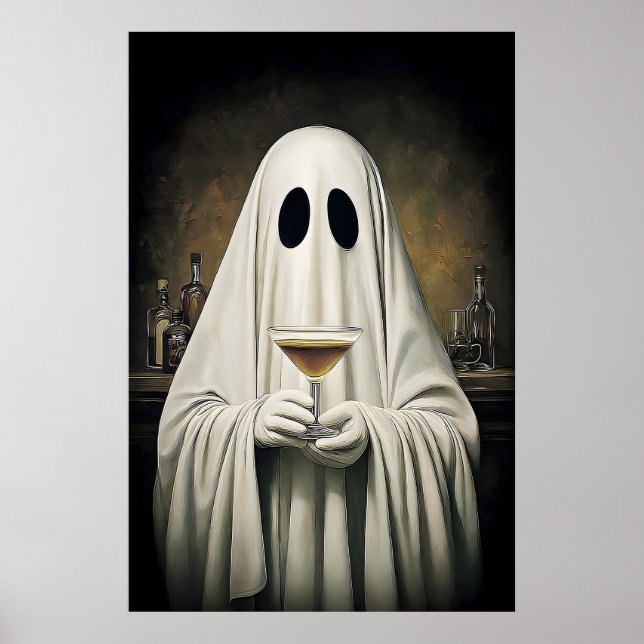 Ghost Drinking Cocktail Espresso Martini Print Poster (Framsidan)