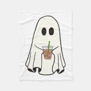 Ghost Drinking Coffee Funny Halloween Costume Coff Fleecefilt