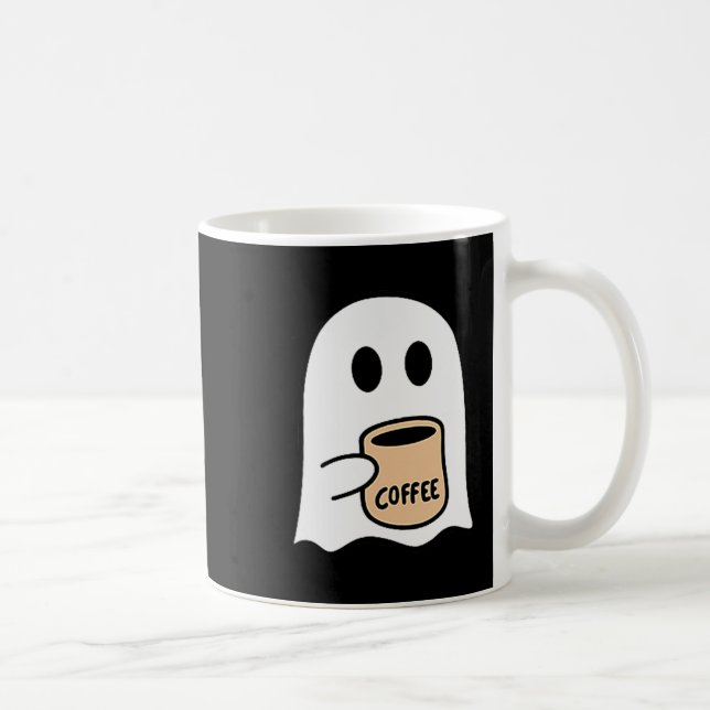 Ghost Drinking Coffee Funny Halloween Costume Coff Kaffemugg (Höger)