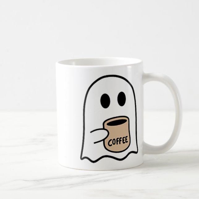 Ghost Drinking Coffee Funny Halloween Costume Coff Kaffemugg (Höger)