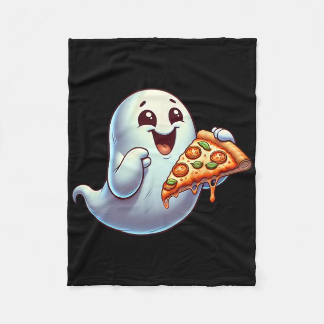 Ghost Eating Pizza Halloween Manar Women Kids Fleecefilt (Framsidan)