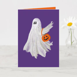 Ghost eller behandling med pumpkin Candy Bucket Kort