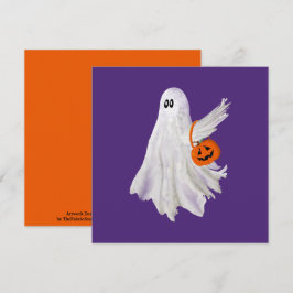 Ghost eller behandling med pumpkin Candy Bucket Kort